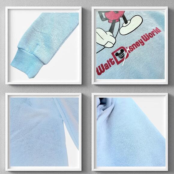 Walt Disney World Mickey Mouse Youth 9/10 Raglan Park Crew Sweatshirt Retro Blue - Picture 11 of 11